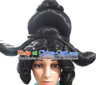 Chinese Ancient Queen Imperia Black Long Lady Hair extensions Wigs Fascinators Toupee Long Wigs Hair Pieces