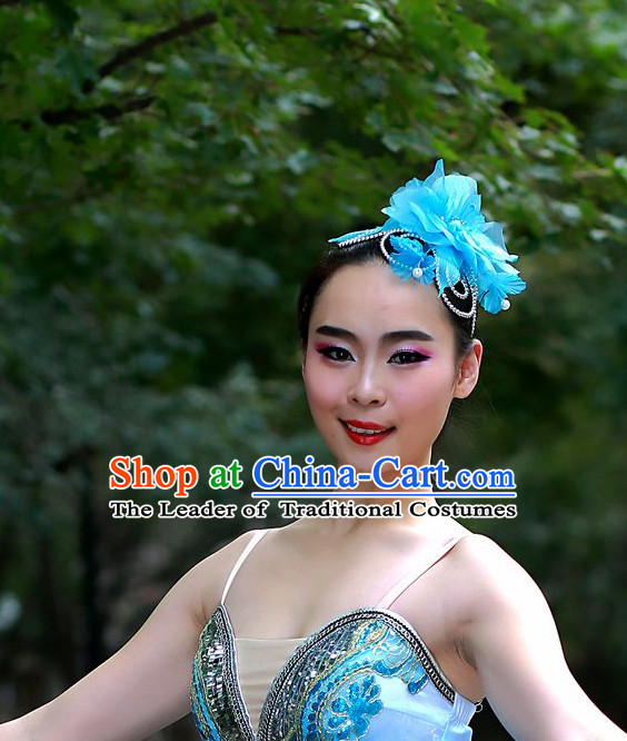 Blue Chinese Folk Dance Headdress