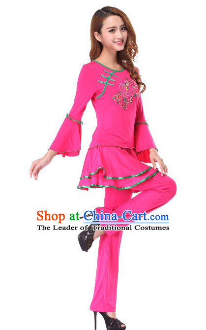 Pink Chinese Style Fan Dance Costume Discount Dance Costume Ideas Dancewear Supply Dance Wear Dance Clothes Suit