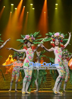 Chinese Folk Flower Group Dancing Uniform for Women