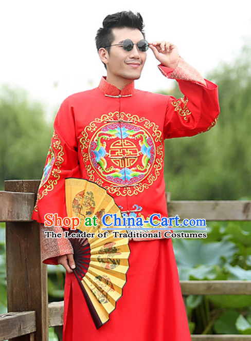 Top Chinese Minguo Mandarin Bridegroom Wedding Clothes Complete Set