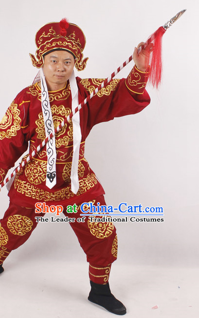 Chinese Opera Solider Costume and Hat Complete Set for Men