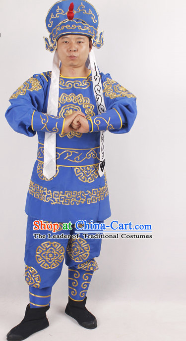 Chinese Opera Warriors Costume and Hat Complete Set for Men