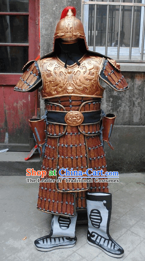 Ancient Asian Big Hero Armor Fighter Costume and Hat Full Set