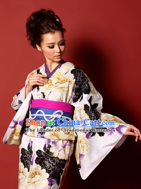 Top Authentic Traditional Japanese Kimonos Kimono Dress Yukata Clothing Robe Garment Complete Set for Women Ladies Girls