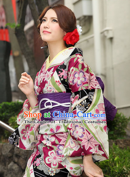 Top Authentic Traditional Japanese Kimonos Kimono Dress Yukata Clothing Garment Complete Set for Women Ladies Girls