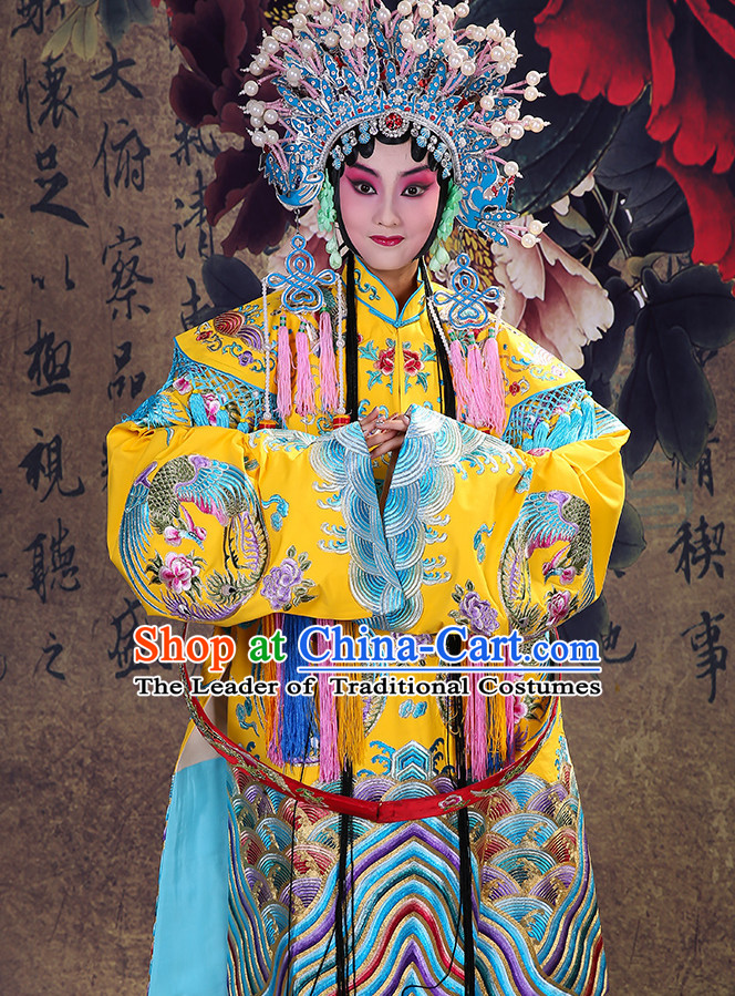 Ancient Chinese Hua Dan Empress Opera Costume and Phoenix Coronet Complete Set for Women