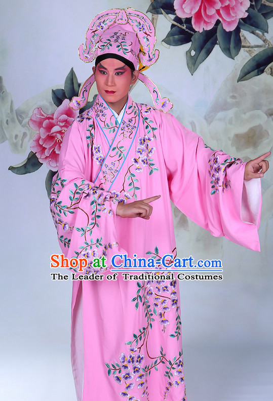 Ancient Chinese Beijing Opera Costumes Peking Opera Husband Young Scholar Costume and Hat Complete Set for Men Boys Adults Kids