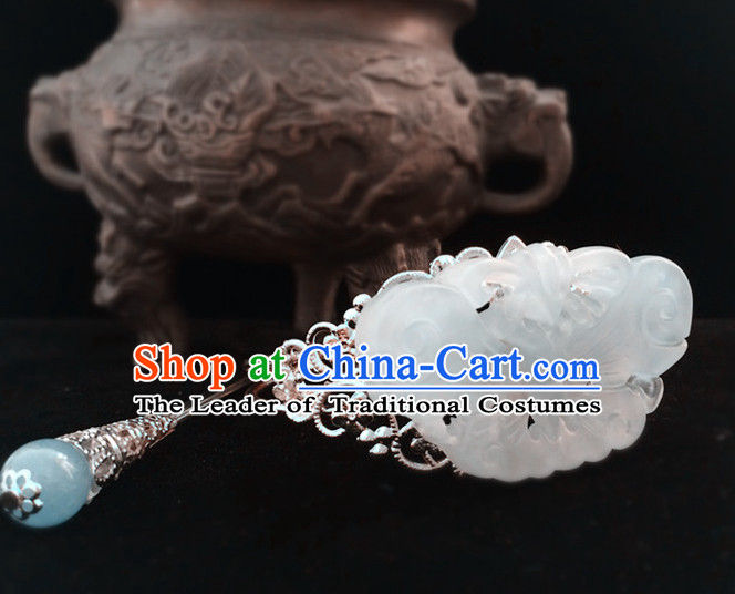 Ancient Chinese Prince Handmade Jade Headwear Head Pieces for Men