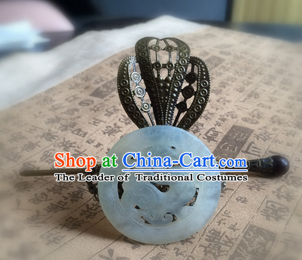 Ancient Chinese Poet  Handmade Jade Headwear Head Pieces for Men