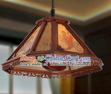 Chinese Ancient Handmade and Carved Natural Wood Mahjong Lantern