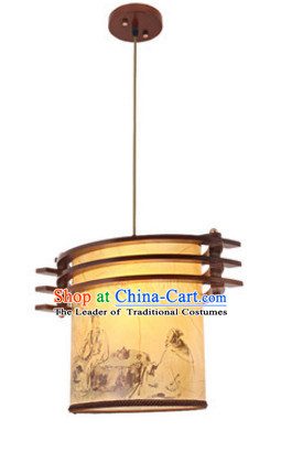 Chinese Ancient Handmade and Carved Natural Wood Hanging Palace Lantern