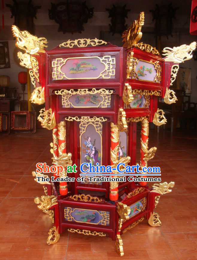 Golden Dragon Chinese Classical Handmade and Carved Hanging Palace Lantern