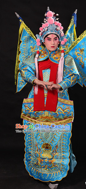 Ancient Chinese Opera Embroidered Dragon General Costumes Complete Set