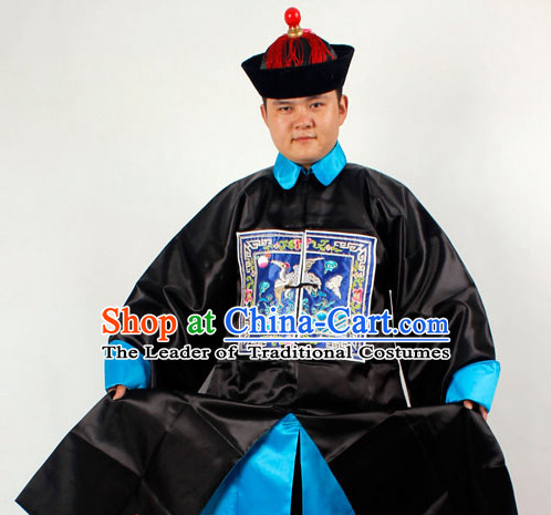 Chinese Traditional Opera Embroidered Official Costumes and Hat Complete Set for Men