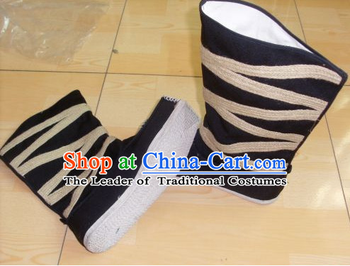 Ancient Chinese Handmade Black Boots Shoes