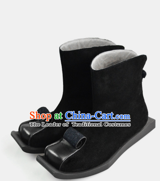 Traditional Chinese Style Classic Handmade Black Boots for Men