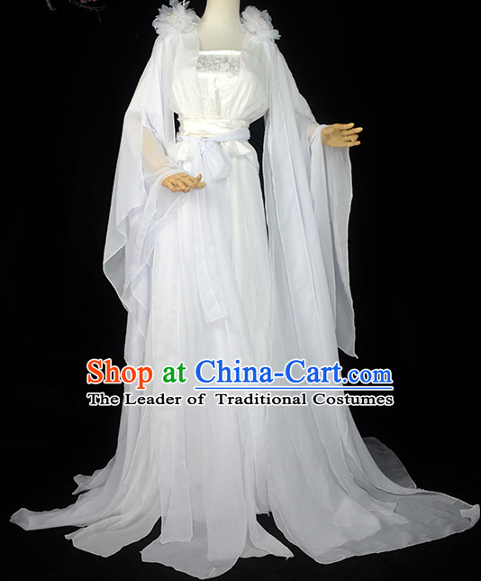 Ancient Chinese White Fairy Costume Complete Set for Women