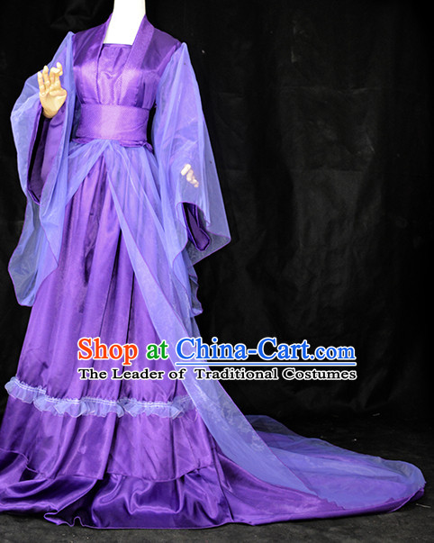 Purple Traditional Chinese Classical Fairy Costumes Complete Set for Women or Girls