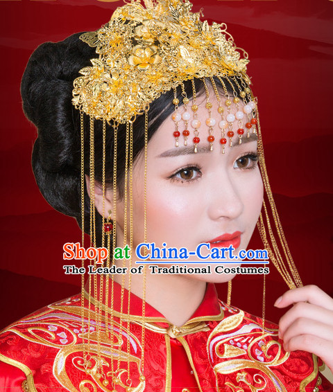 Traditional Chinese Style Princess Empress Queen Brides Wedding Headpieces Hair Fascinators Jewelry Decorations Hairpins Phoenix Crown Coronet