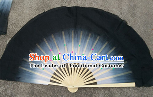 Color Transition Black White Silk Dance Fan