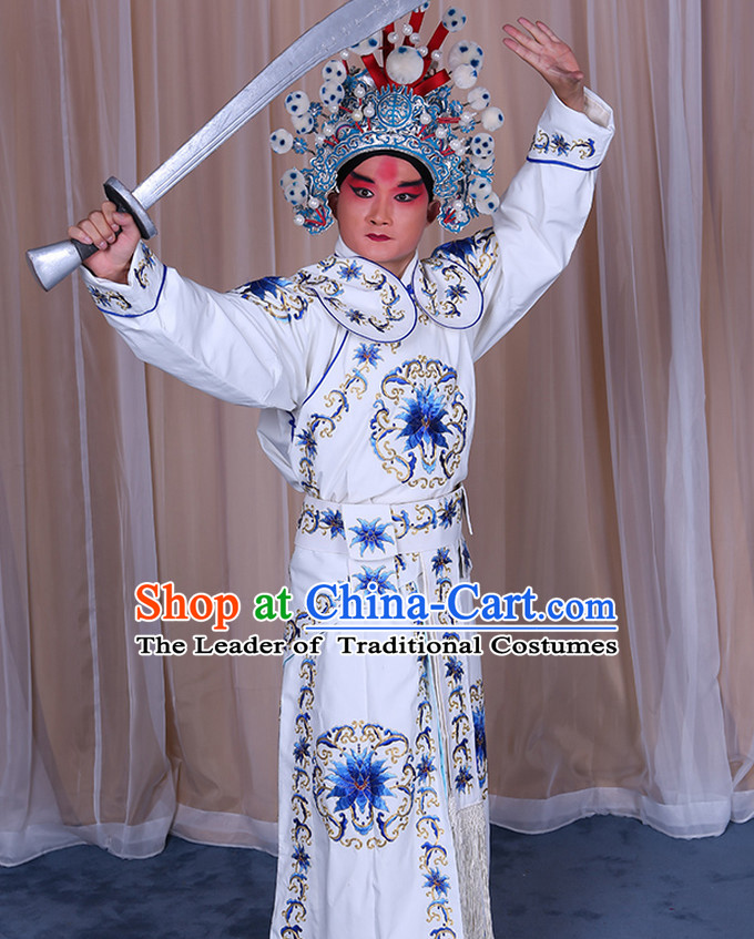 Embroidered Chinese Classic Peking Opera Wusheng Costume Beijing Opera Military Character Costumes Complete Set for Adults Kids Men Girls