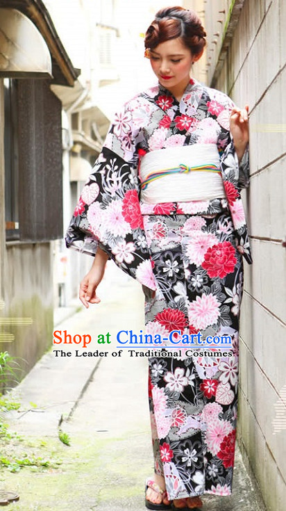 Top Authentic Traditional Japanese Kimonos Kimono Dress Yukata Clothing Robe Garment Complete Set for Women Ladies Girls