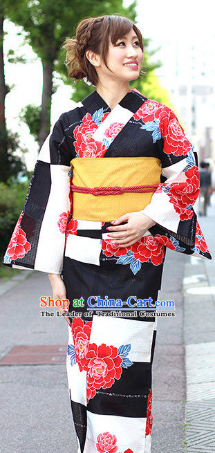 Top Authentic Traditional Japanese Kimonos Kimono Dress Yukata Clothing Robe Garment Complete Set for Women Ladies Girls