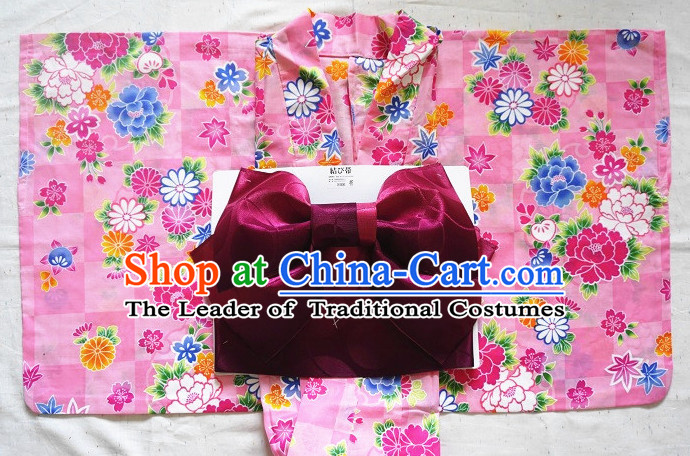 Traditional Japanese Kimono Fashion Furisode Yukata Clothing Stain Robe Dress online Complete Set for Women