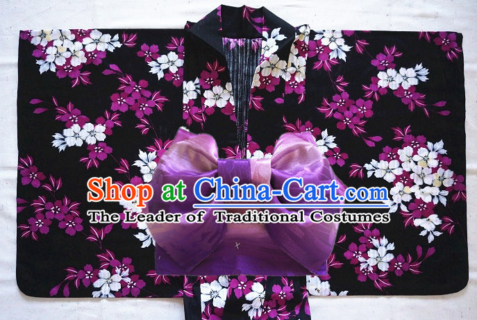 Traditional Japanese Kimono Fashion Furisode Yukata Clothing Stain Robe Dress online Complete Set for Women