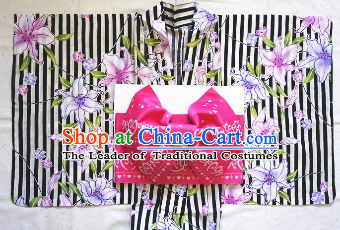 Traditional Japanese Kimono Fashion Furisode Yukata Clothing Robe Dress online Complete Set for Women