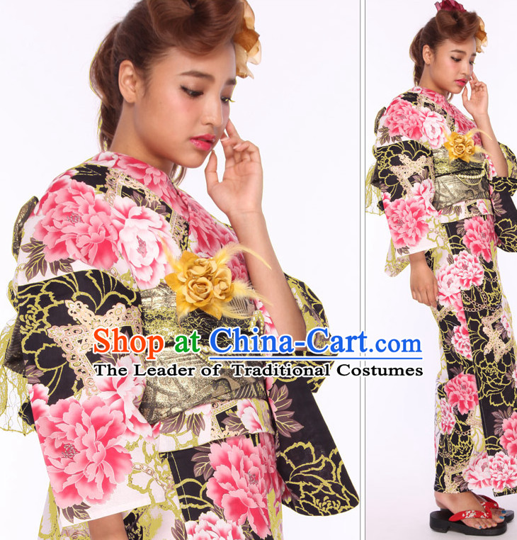 Top Authentic Traditional Japanese Kimonos Kimono Dress Yukata Clothing Robe online Complete Set for Women