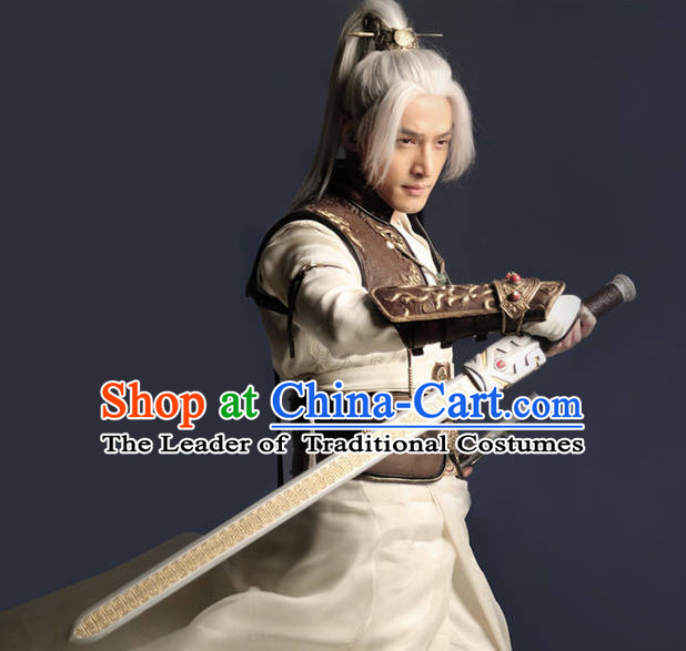 Chinese Ancient Swordsman Costume Clothes Complete Set for Men