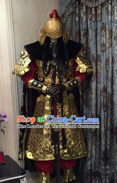 Ancient Chinese Emperor Armor Body Armors Royal Dresses Imperial Princess Robe Clothes Complete Set