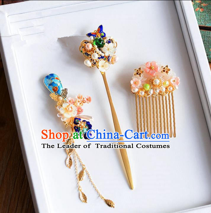 Chinese Ancient Style Hair Jewelry Accessories, Hairpins, Princess Hanfu Xiuhe Suit Wedding Bride Hair Accessories for Women