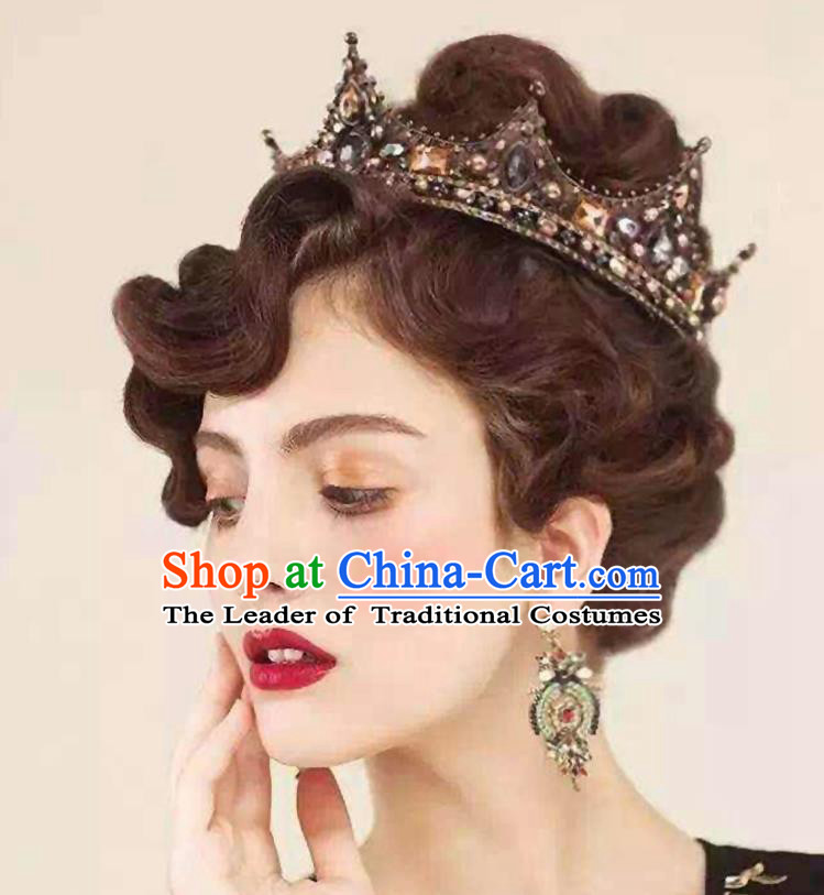 Traditional Jewelry Accessories, Princess Bride Royal Crown, Wedding Hair Accessories, Baroco Style Crystal Headwear for Women