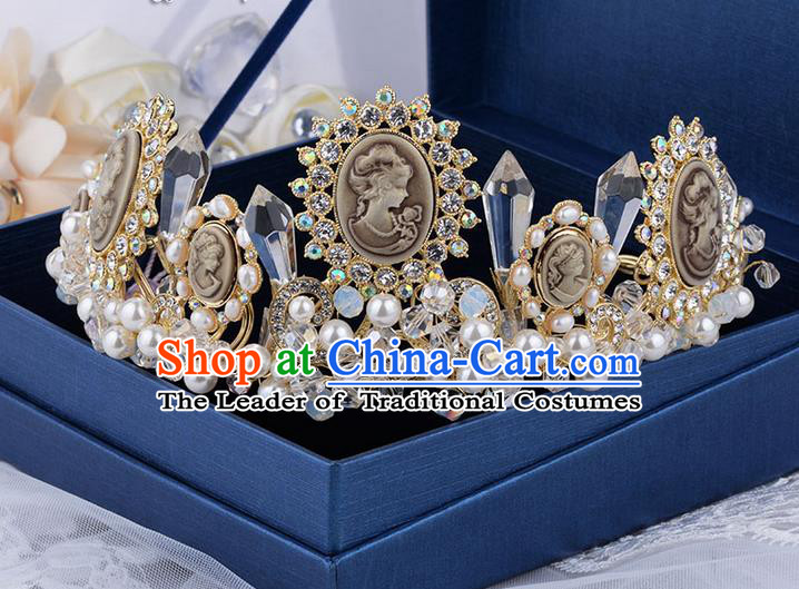 Traditional Jewelry Accessories, Princess Bride Royal Crown, Wedding Hair Accessories, Baroco Style Crystal Headwear for Women