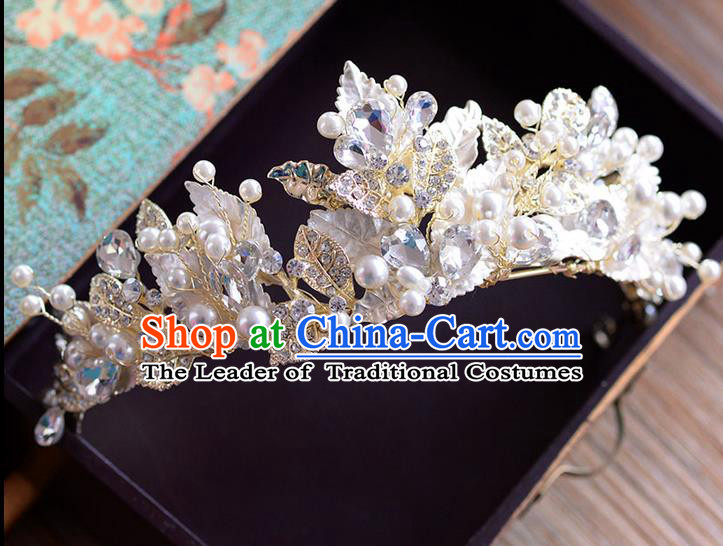 Traditional Jewelry Accessories, Palace Princess Bride Royal Crown, Wedding Hair Accessories, Baroco Style Crystal Pearl Headwear for Women