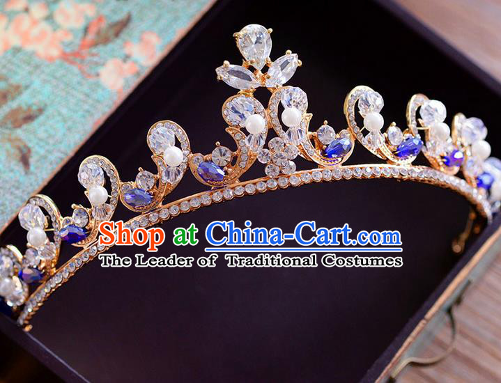 Traditional Jewelry Accessories, Palace Princess Bride Royal Crown, Wedding Hair Accessories, Baroco Style Crystal Pearl Headwear for Women