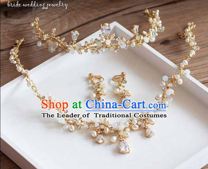 Traditional Jewelry Accessories, Palace Princess Necklace, Wedding Accessories Headwear, Baroco Style Crystal Earrings for Women