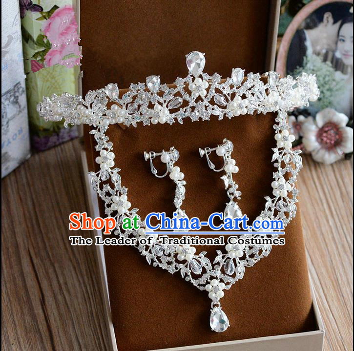 Traditional Jewelry Accessories, Palace Princess Necklace, Wedding Accessories Headwear, Bride Royal Crown, Baroco Style Crystal Earrings for Women