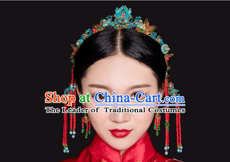 Chinese Ancient Style Hair Jewelry Accessories, Hairpins, Princess Hanfu Xiuhe Suit Wedding Bride Hair Accessories Set for Women