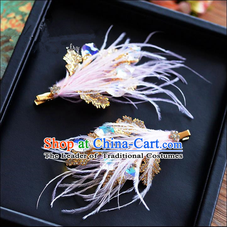 Traditional Jewelry Accessories, Princess Wedding Hair Accessories, Bride Wedding Hair Accessories, Baroco Style Feather Headwear for Women