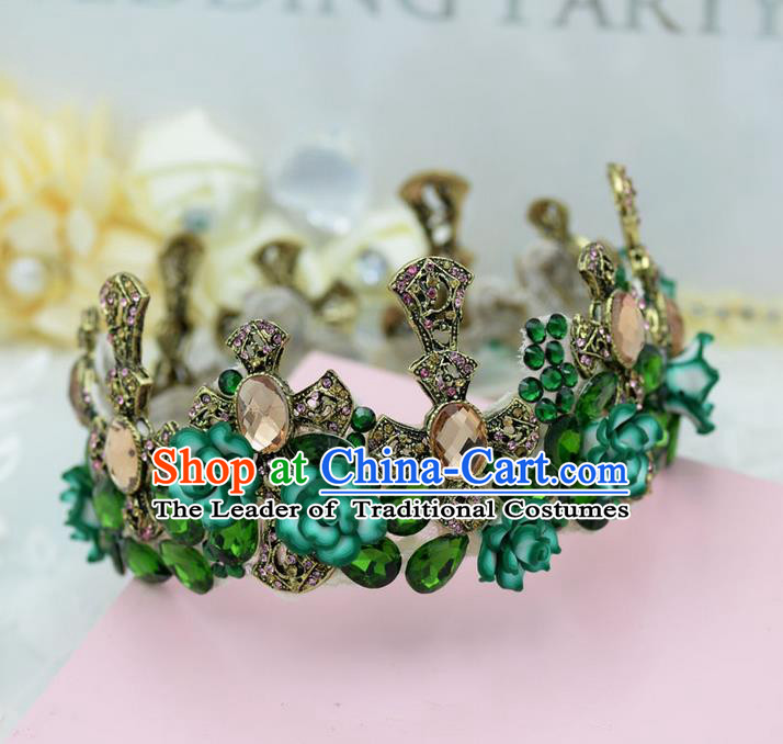 Traditional Jewelry Accessories, Palace Princess Bride Royal Crown, Queen Engagement Royal Crown, Wedding Hair Accessories, Baroco Style Crystal Headwear for Women