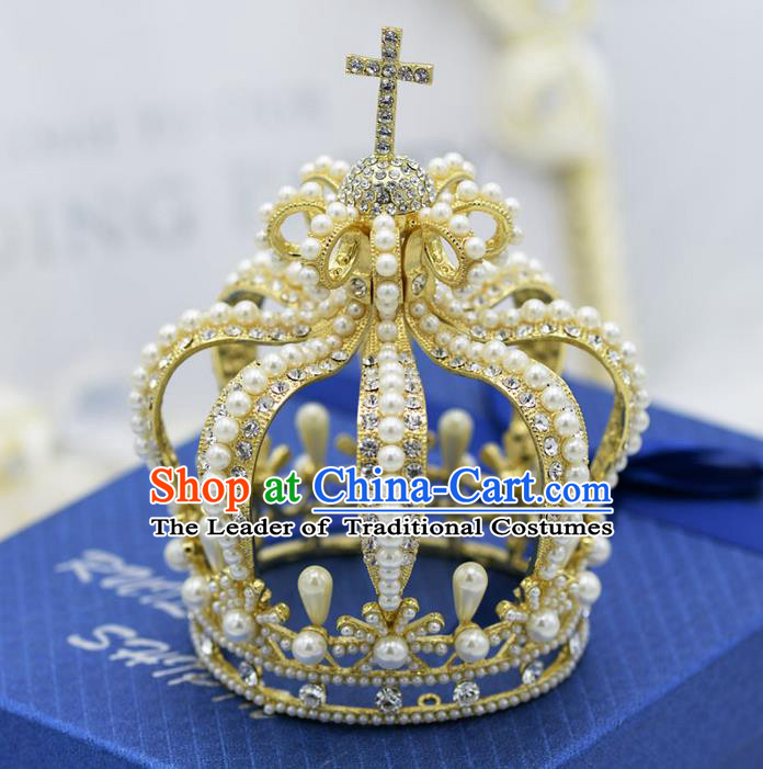 Traditional Jewelry Accessories, Palace Princess Bride Royal Crown, Queen Engagement Royal Crown, Wedding Hair Accessories, Baroco Style Crystal Headwear for Women