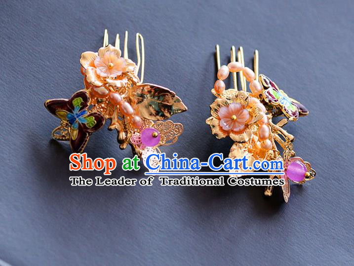 Chinese Ancient Style Hair Jewelry Accessories, Hairpins, Hanfu Xiuhe Suits Wedding Bride Headwear