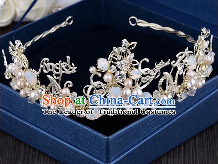 Traditional Jewelry Accessories, Palace Princess Bride Royal Crown, Imperial Royal Crown, Wedding Hair Accessories, Baroco Style Crystal Pearl Headwear for Women