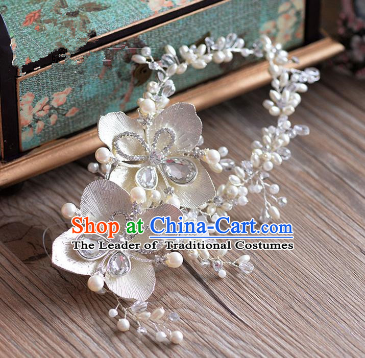 Traditional Jewelry Accessories, Princess Hair Accessories, Bride Wedding Hair Accessories, Headwear, Baroco Style Pearl Crystal Hair Claw for Women