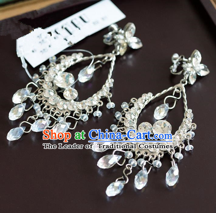 Traditional Jewelry Accessories, Princess Accessories, Bride Wedding Jewelry, Bride Earrings, Baroco Style Crystal Earrings for Women