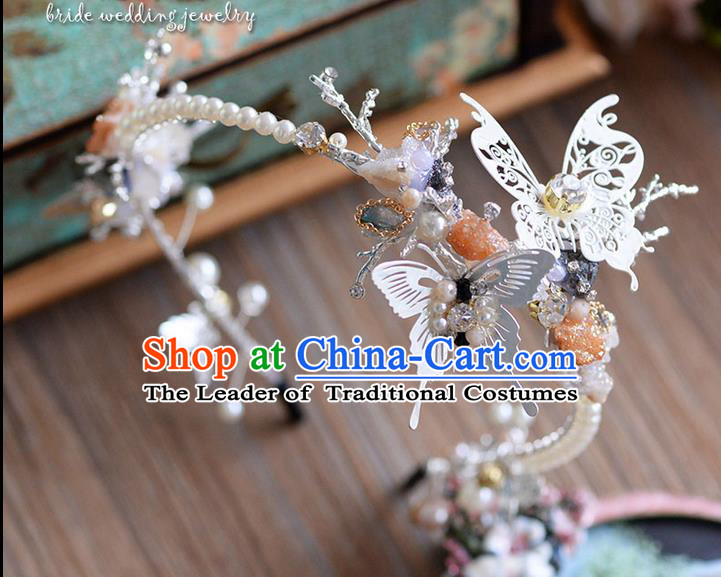 Traditional Jewelry Accessories, Princess Wedding Hair Accessories, Bride Wedding Hair Accessories, Headwear, Baroco Style Handmade Pearl Butterfly Hair Claw for Women